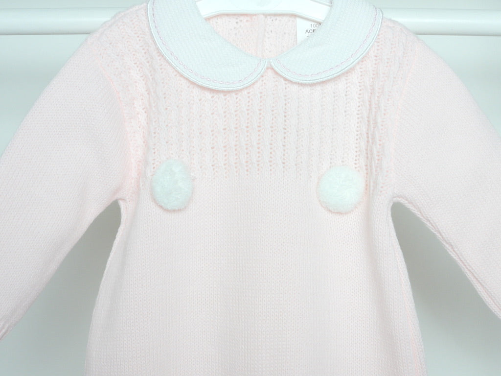 PINK POM SLEEPSUIT WITH HAT