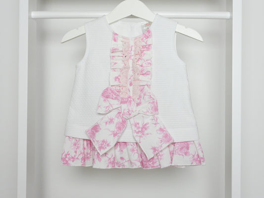 WHITE AND PINK VINTAGE FLORAL DRESS
