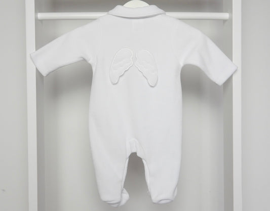 WHITE VELOUR WINGS SLEEPSUIT