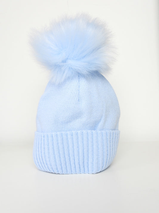 BABY BLUE POM POM HAT