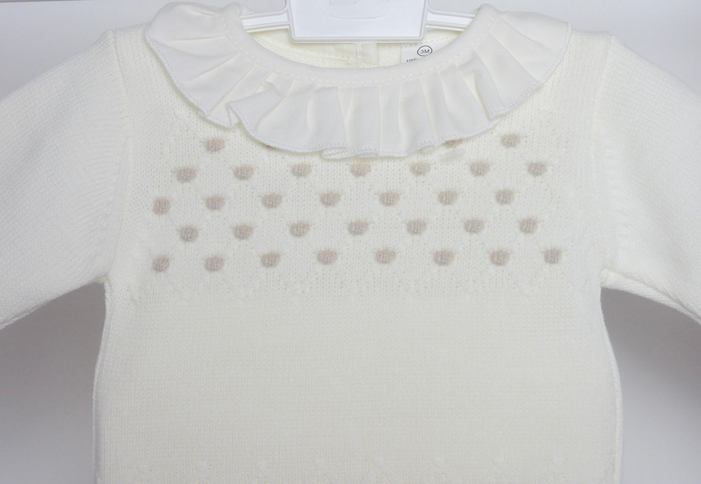 CREAM KNITTED FRILLY JAM PANT SET