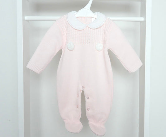 PINK POM SLEEPSUIT WITH HAT
