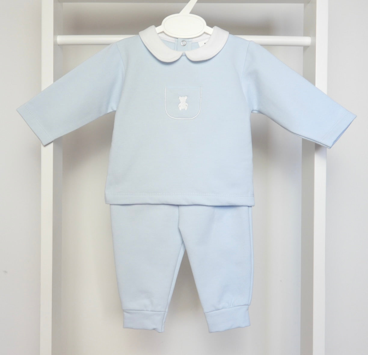 BLUE TEDDY BEAR TWO PIECE SET