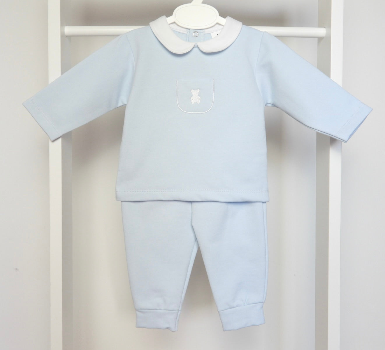 BLUE TEDDY BEAR TWO PIECE SET