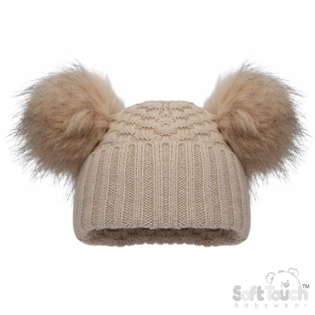 NATURAL DOUBLE POM HAT