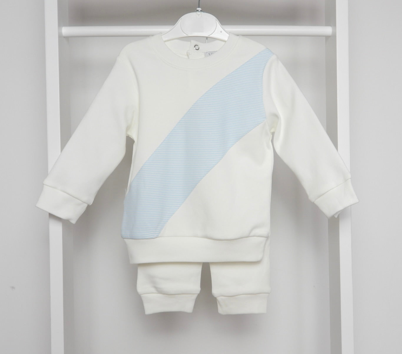 IVORY AND BABY BLUE STRIPE JOGSET