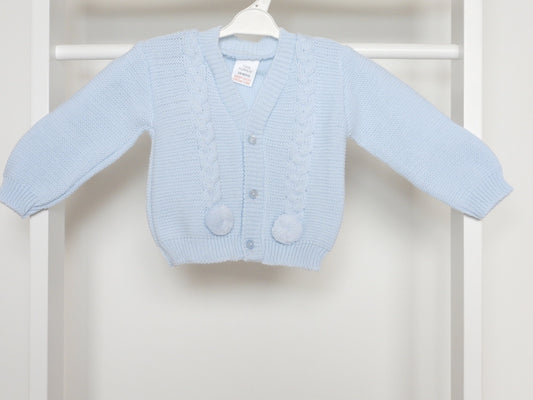 BLUE POM CARDIGAN