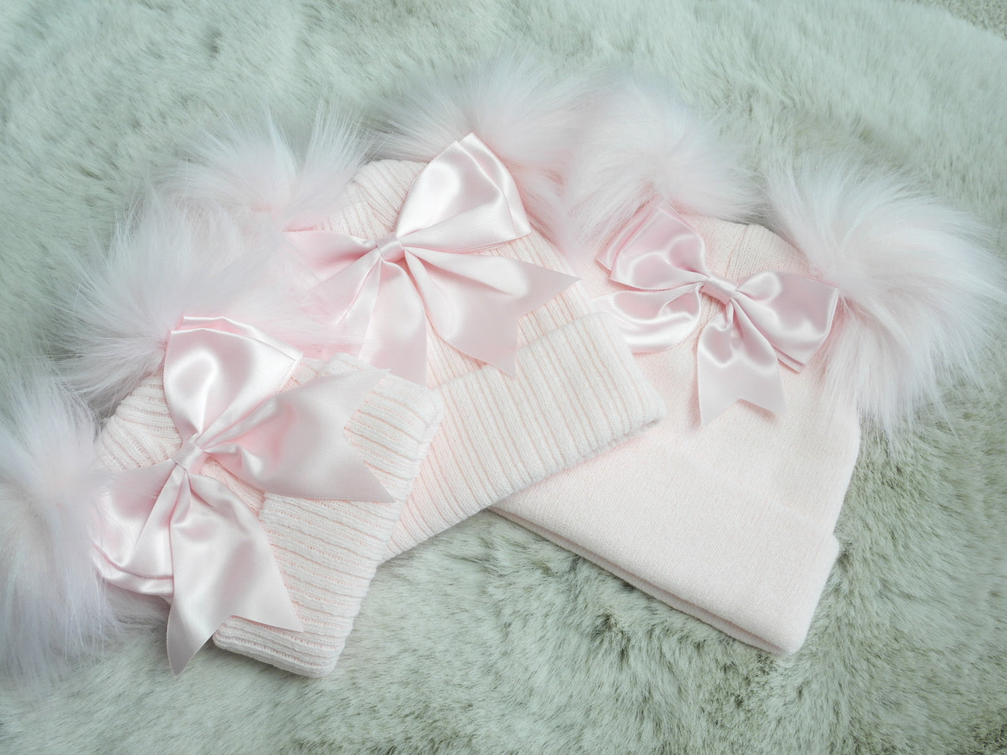 PINK BOW POM POM HAT