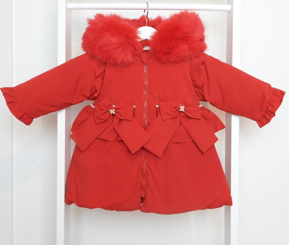 RED FUR PUFFER COAT