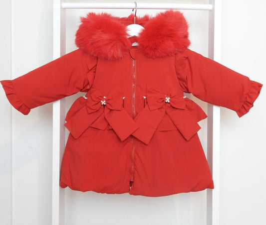 RED FUR PUFFER COAT