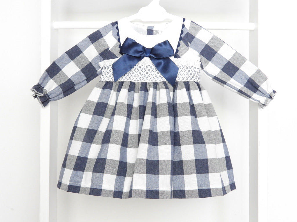 GIRLS NAVY CHECKED DRESS no