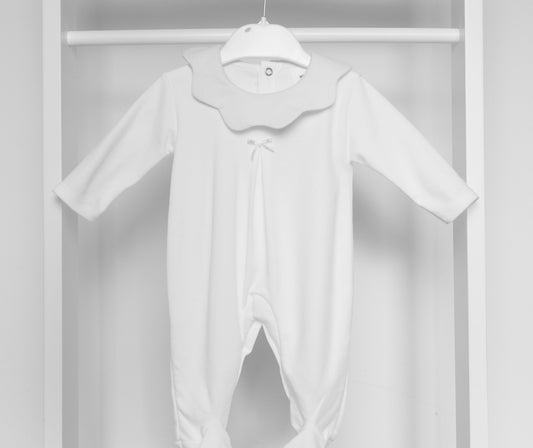 CROWN COTTON SLEEPSUIT WHITE