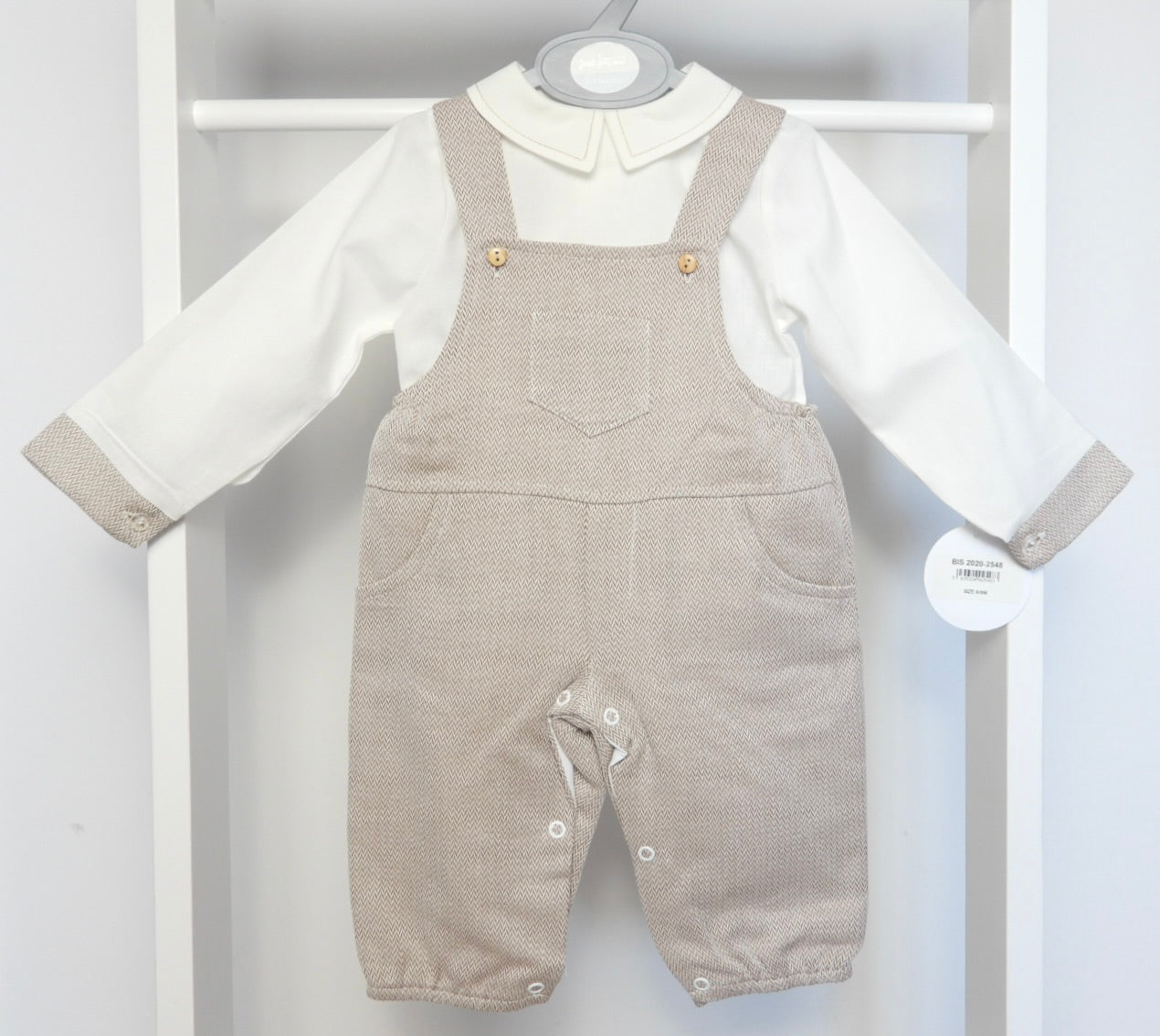 CREAM TWO PIECE DUNGAREE SET