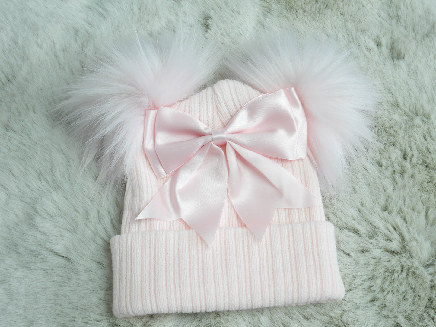 PINK BOW POM POM HAT