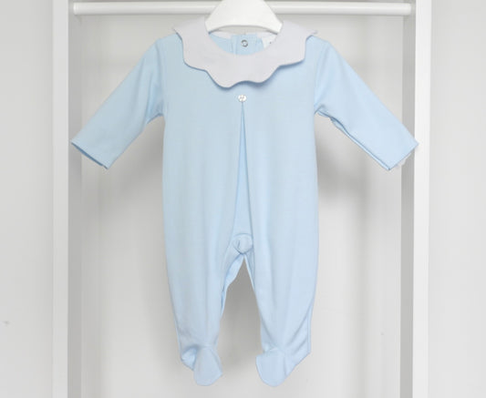 CROWN COTTON SLEEPSUIT BLUE