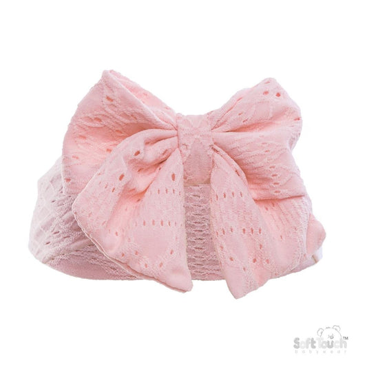 PINK CABLE KNIT BOW