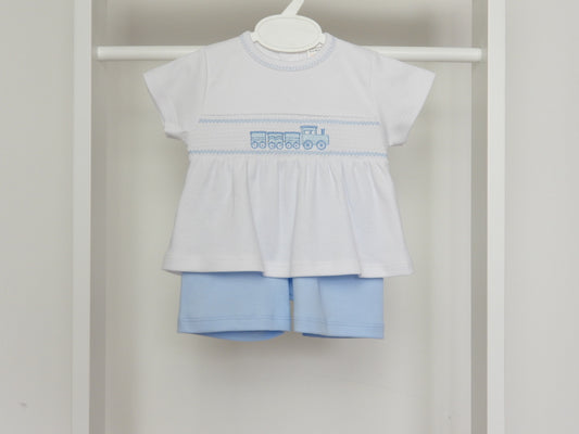 SMOCKED TRAIN SHORTS SET