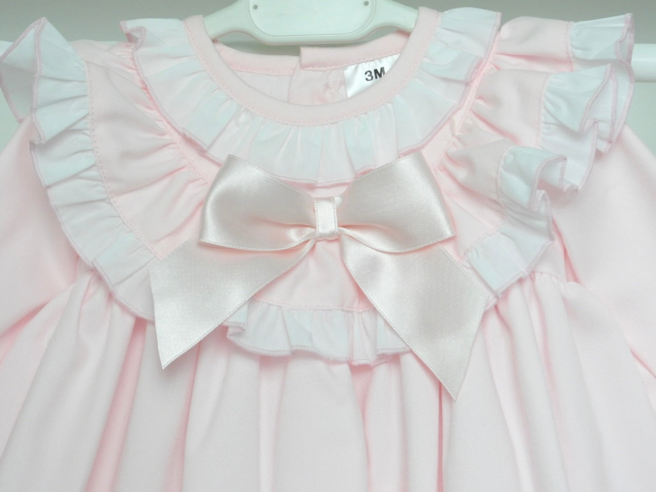 BABY PINK LONG SLEEVE FRILLY DRESS WITH PANTS