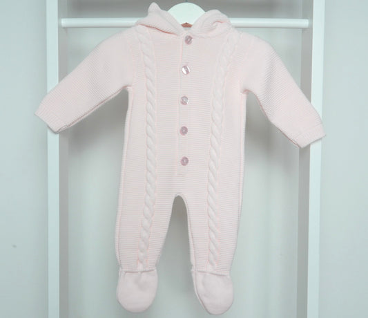 POM POM PINK HOODED PRAM SUIT