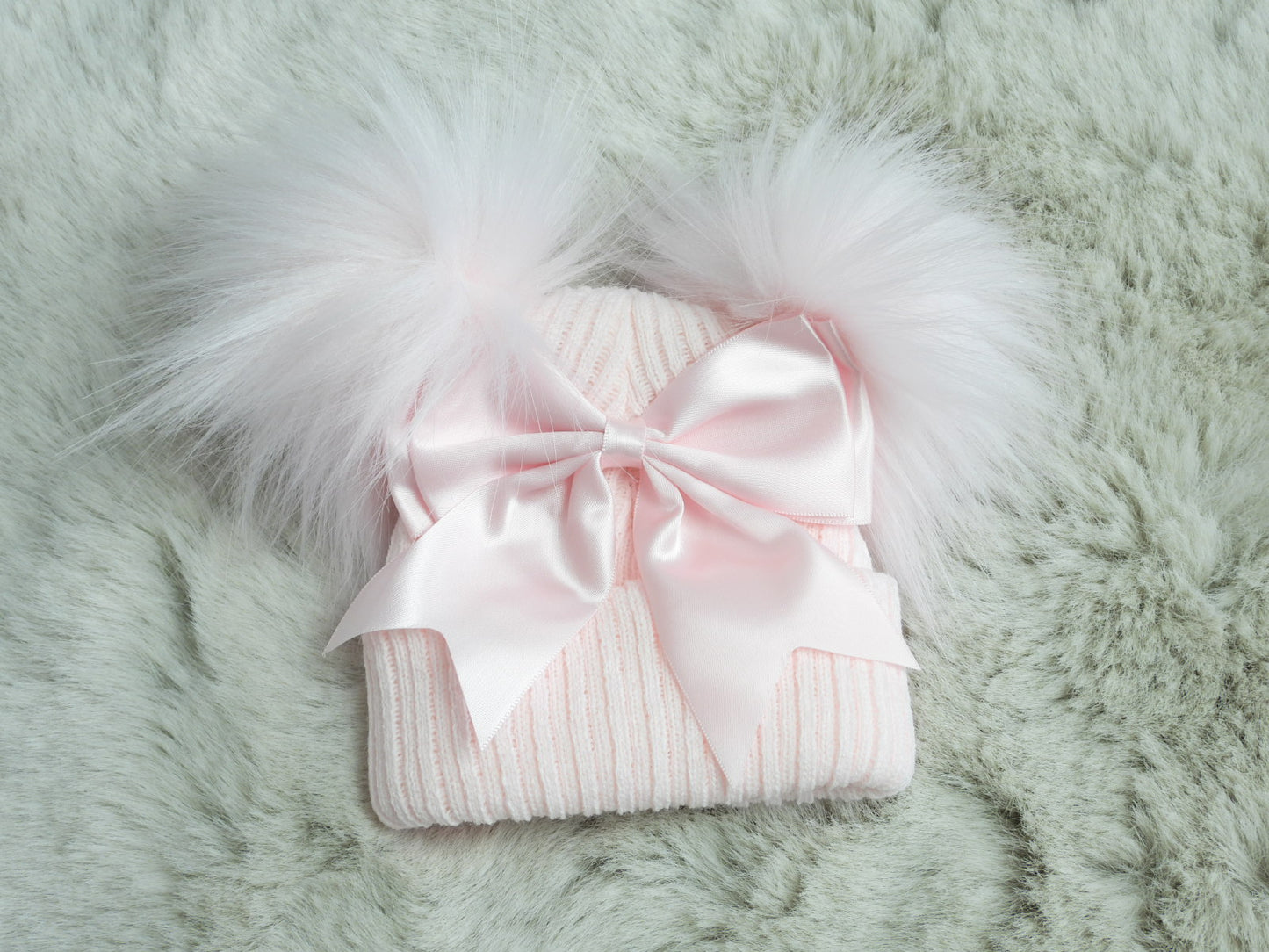 PINK BOW POM POM HAT