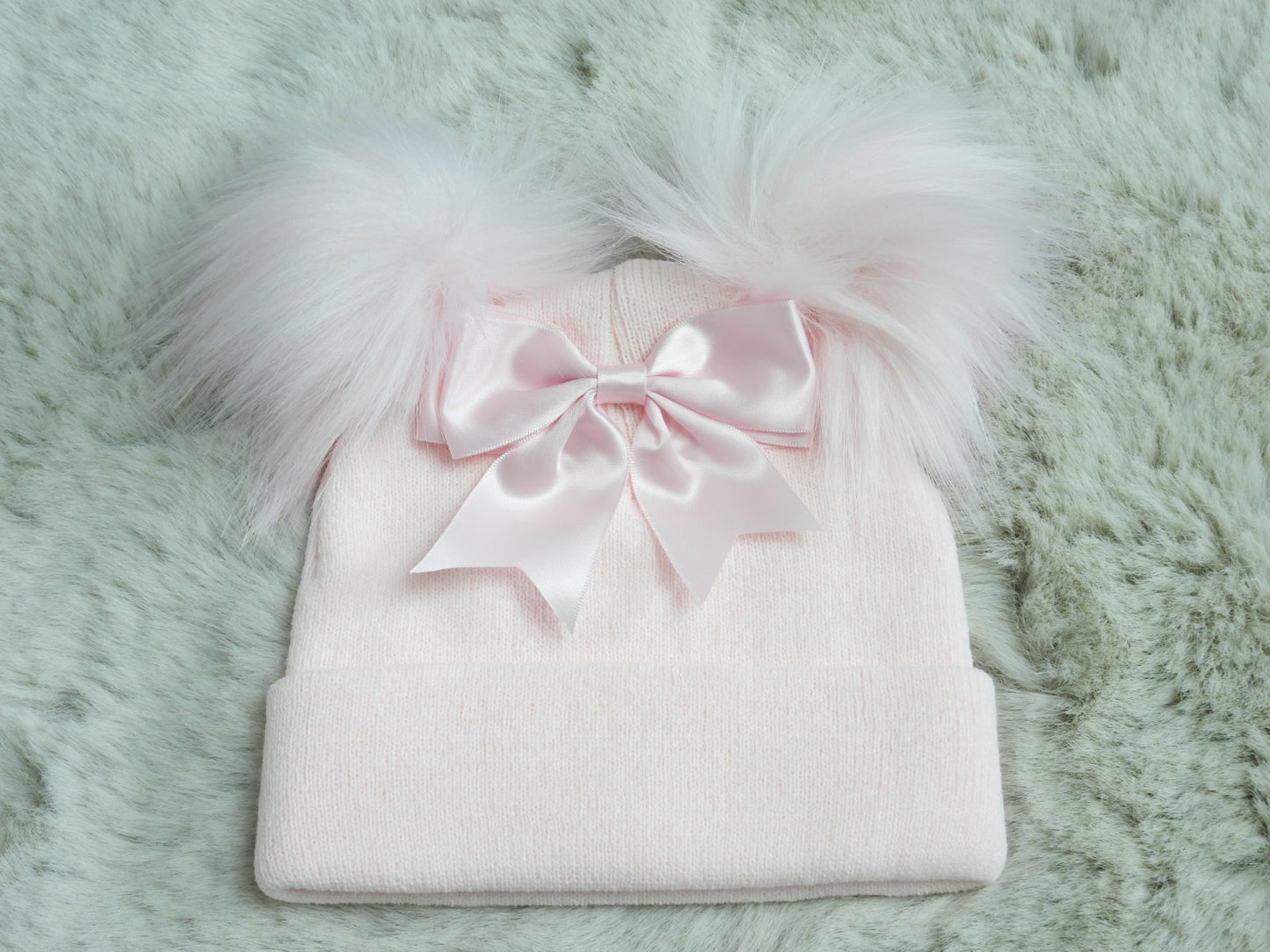 PINK BOW POM POM HAT