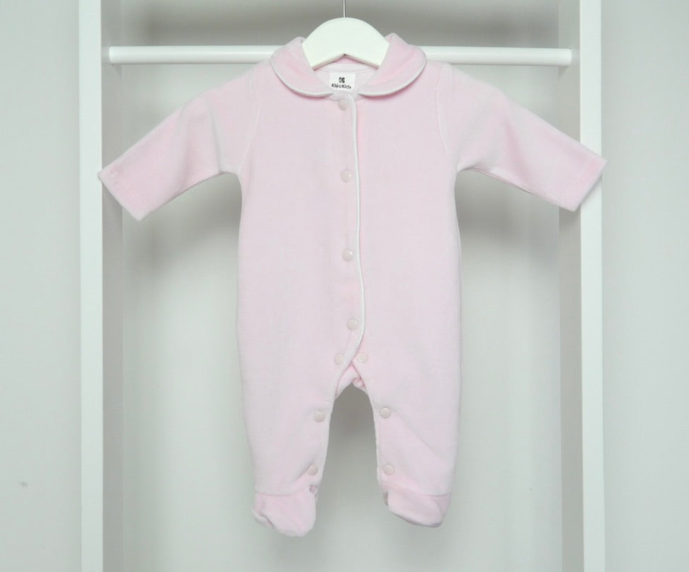 PINK VELOUR WING SLEEPSUIT