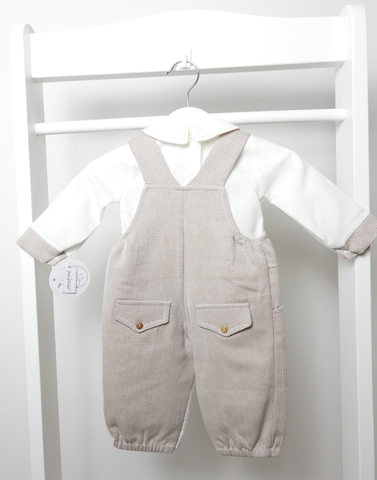 CREAM TWO PIECE DUNGAREE SET