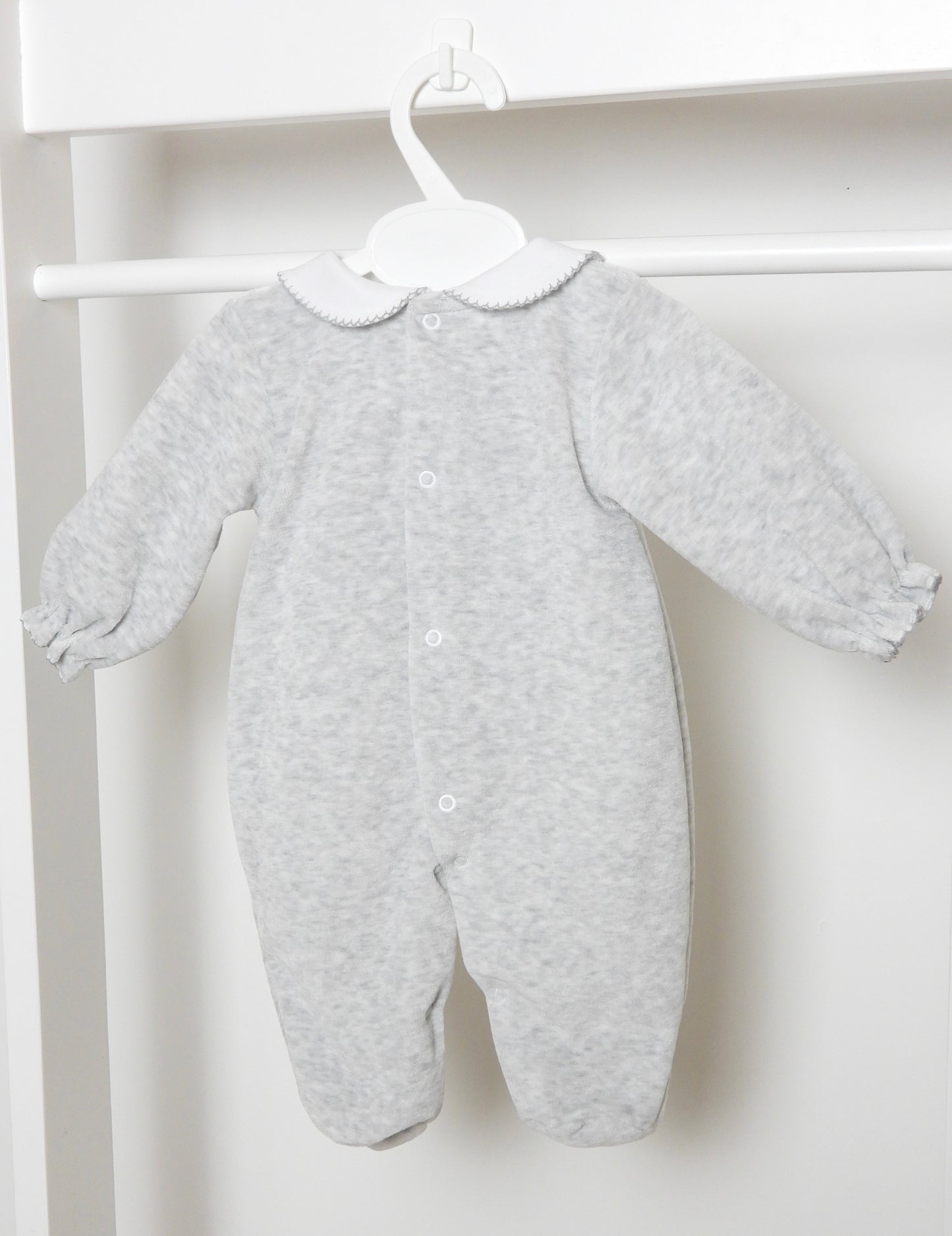 Velour Bow Grey Sleepsuit