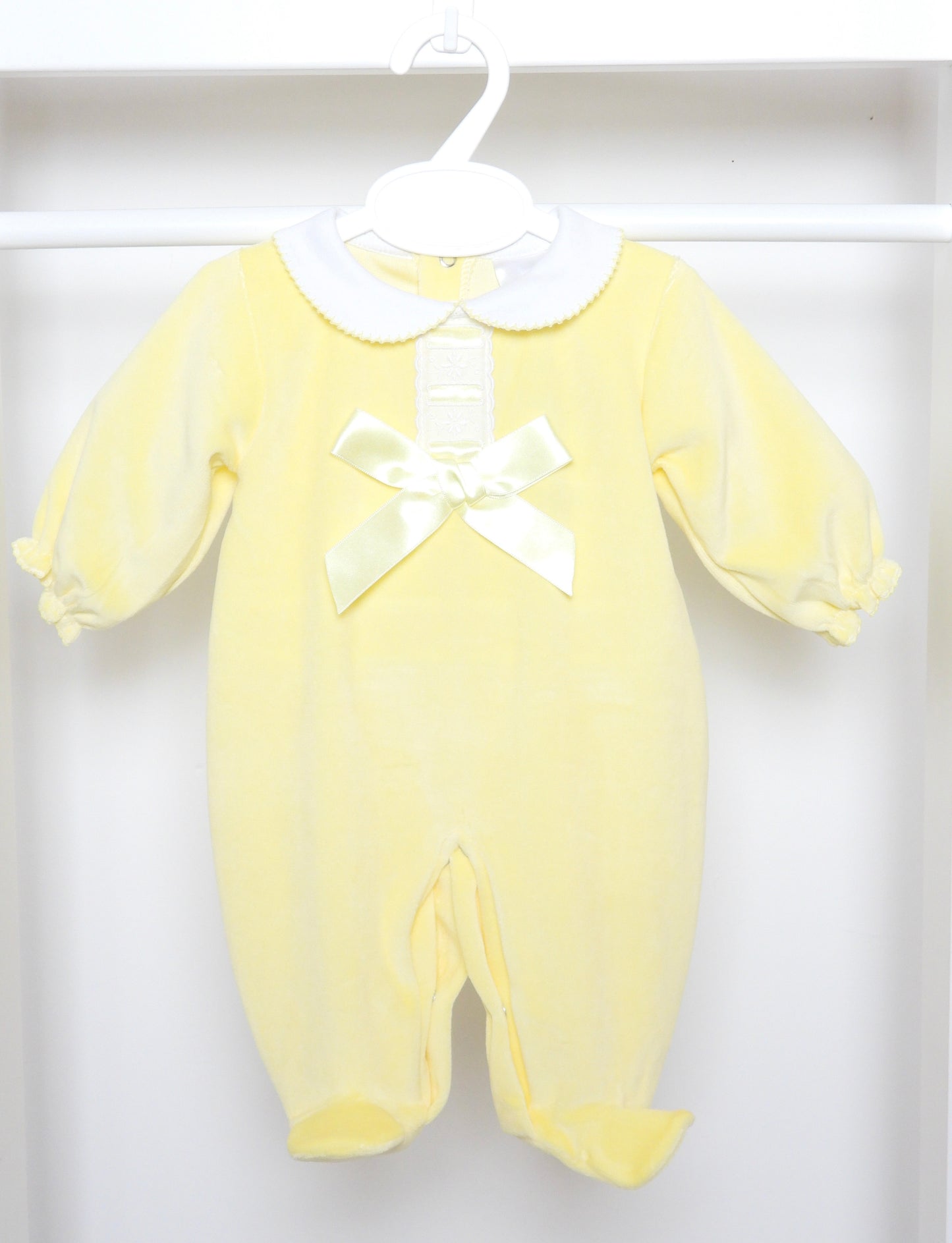 Velour Lemon Bow Sleepsuit