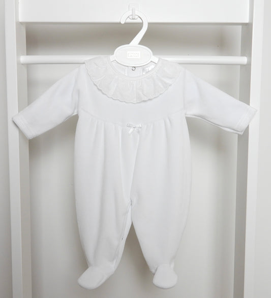 Broderie Lace Collar White Sleepsuit