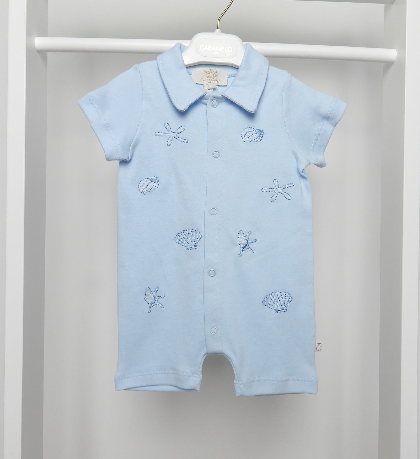 BLUE SUMMER ROMPER AND BIB