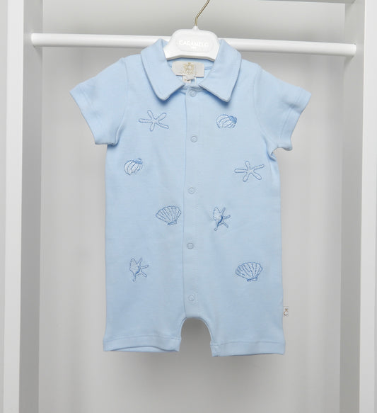 BLUE SUMMER ROMPER AND BIB