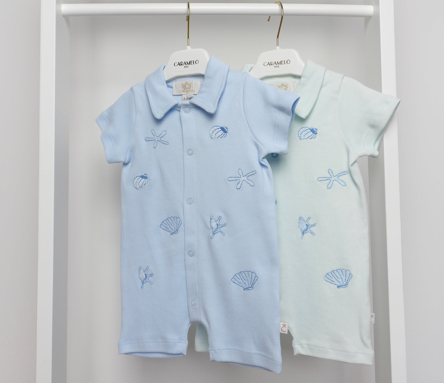 BLUE SUMMER ROMPER AND BIB