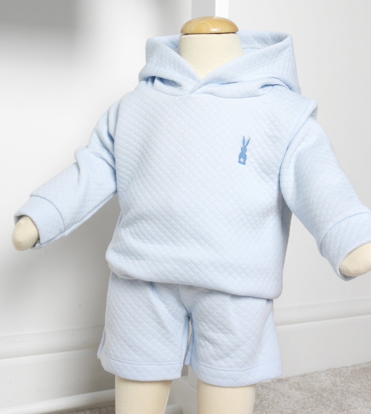 Blue Bunny Hoodie and Shorts Set