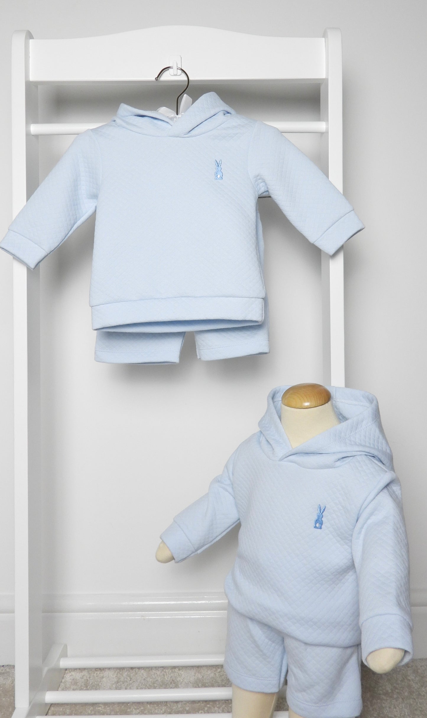 Blue Bunny Hoodie and Shorts Set