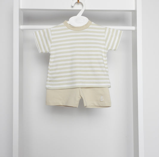 NATURAL SAILOR STRIPE TOP AND SHORTS