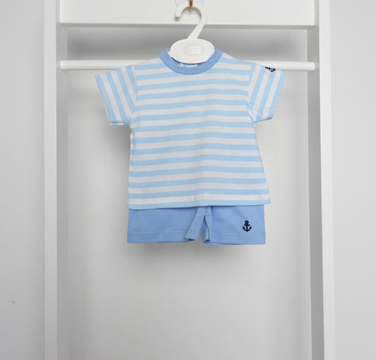 BLUE SAILOR STRIPE TOP AND SHORTS