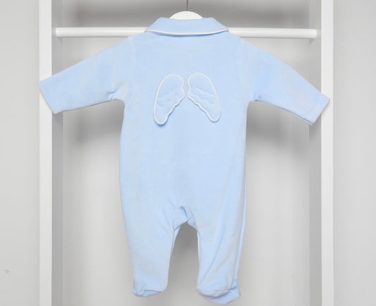 BLUE VELOUR WING SLEEPSUIT