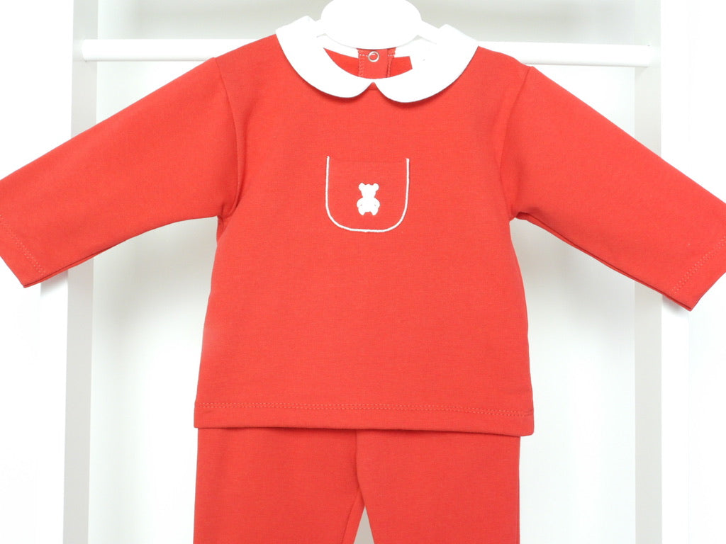 RED TEDDY BEAR TWO PIECE SET