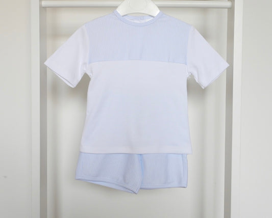OLLIE BABY BLUE STRIPE SHORT SET