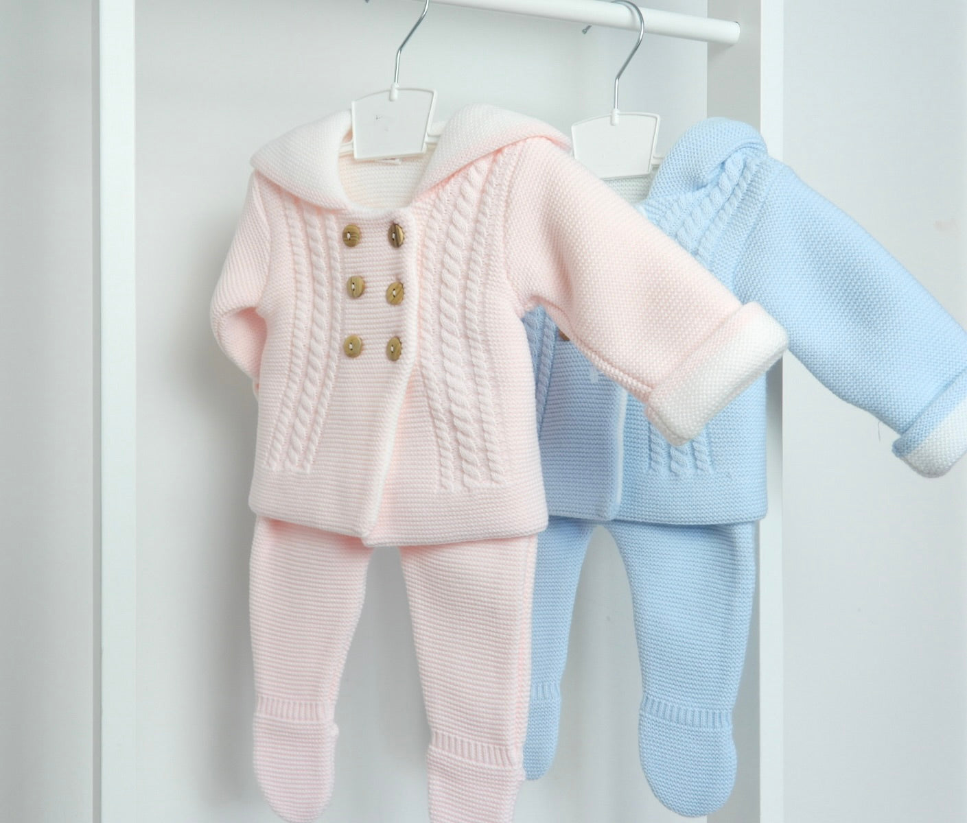 DOUBLE KNIT HOODED CARDIGAN AND TROUSER SET PINK