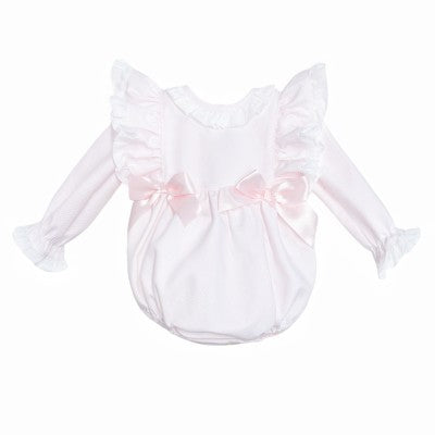 BABY PINK FRILLY SHOULDER LONG SLEEVE ROMPER