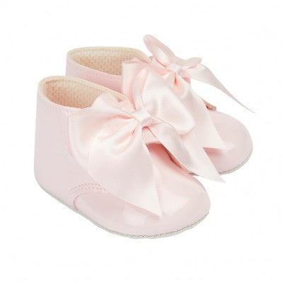 PINK PATENT BOW BOOTS