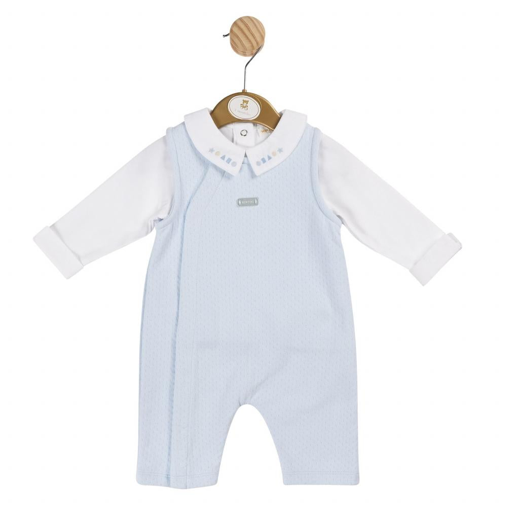 BABY BLUE DUNGAREE AND LONG SLEEVE TOP BY MINTINI