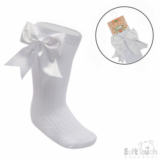 WHITE BOW KNEE HIGHS