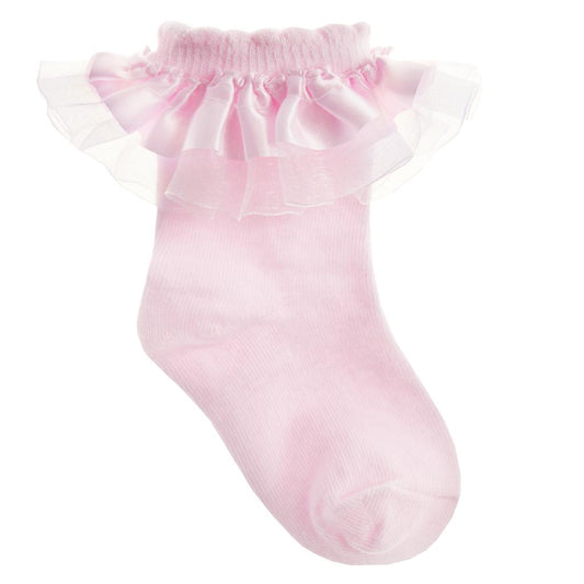 PINK TULLE ANKLE SOCKS