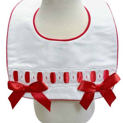 WHITE WAFFLE BOW BIB