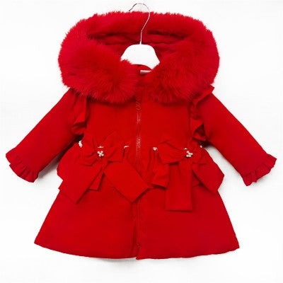 RED FUR PUFFER COAT