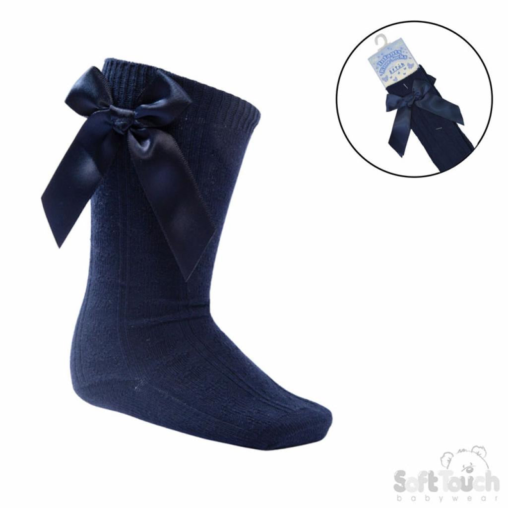 NAVY BOW KNEE HIGHS