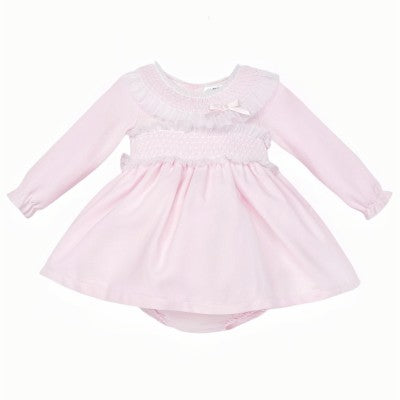 PINK SMOCK PUFF DRESS